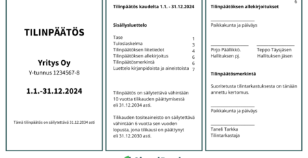 Tilinpäätös esimerkki