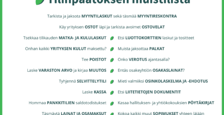 Yrityksen tilinpäätös vaatii paljon toimenpiteitä